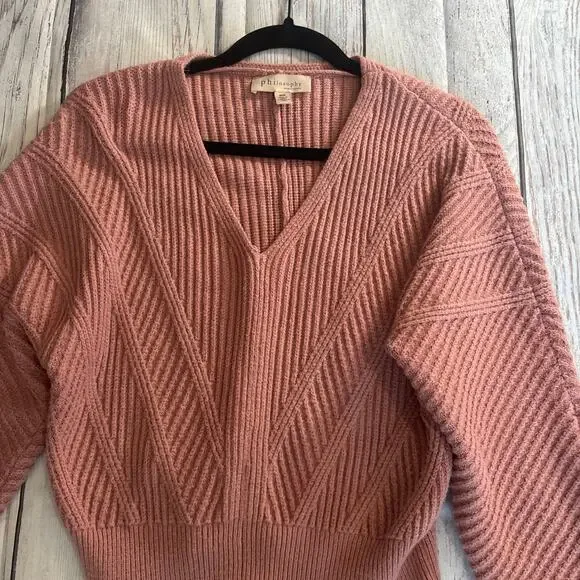 Size medium pink knit sweater by philosophy - Picture 3 of 6